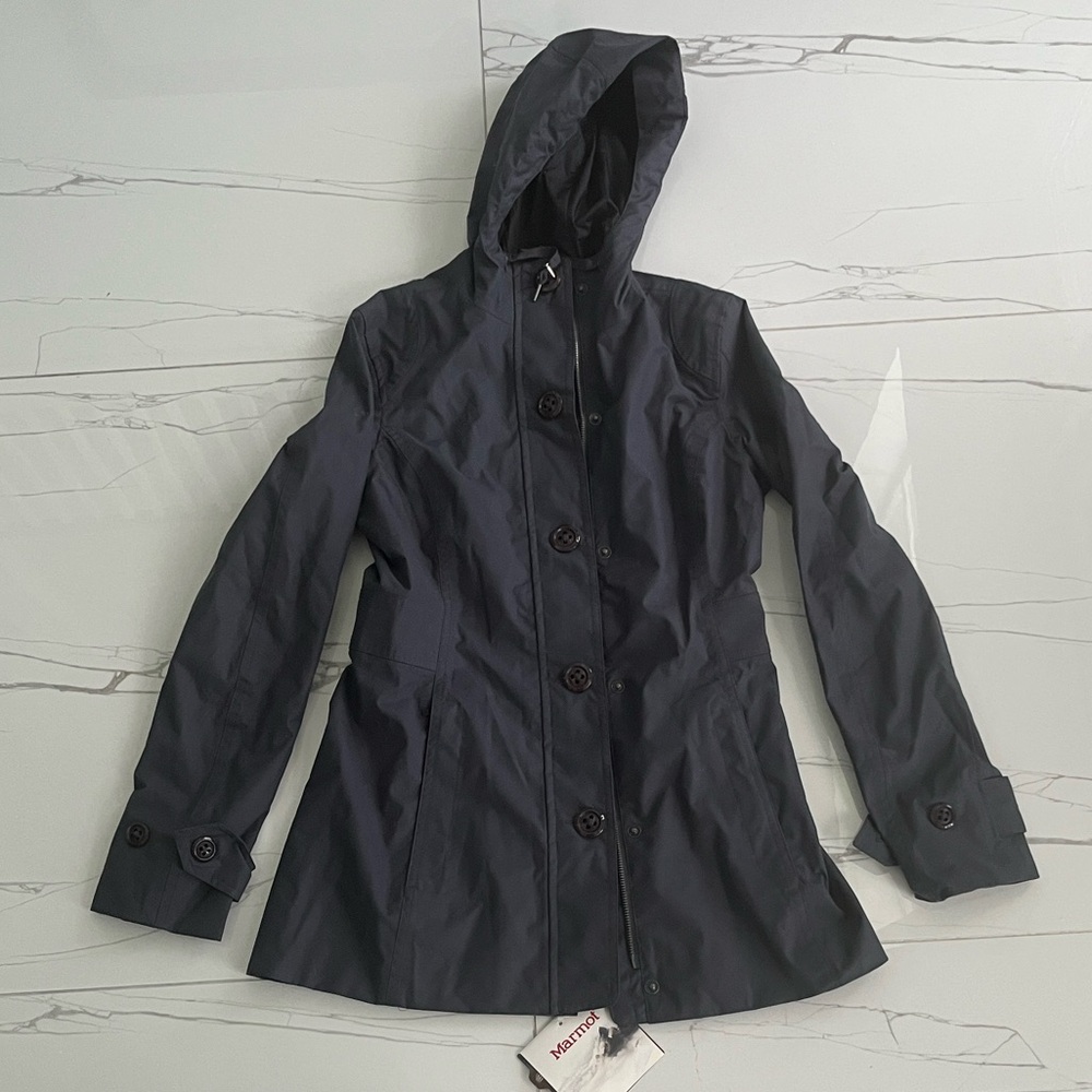 Marmot Dark Blue Hooded Trench Coat